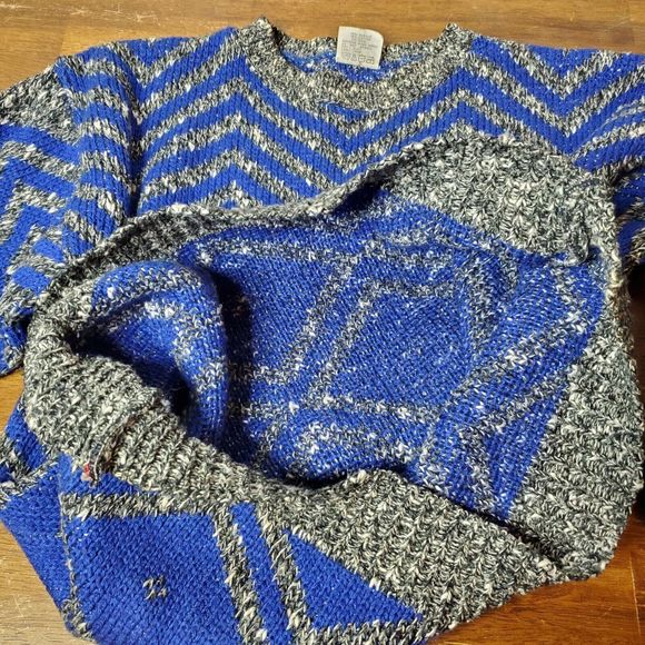 Vintage DD Sloane Grandpa Sweater Cosby Pullover Ed Bassmaster Blue Gray Men's M - Picture 12 of 12